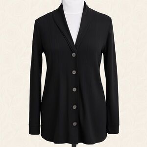 Color Me Cotton Black French Terry Athleisure Cardigan XL